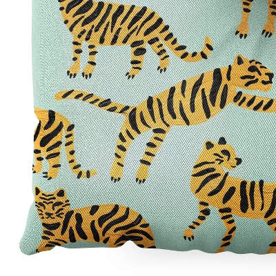 Cat Coquillette Tiger Collection Mint Orange Square Floor Pillow - Deny Desings 4 Cat Coquillette Tiger Collection Mint Orange Square Floor Pillow - Deny Desings - Image 2
