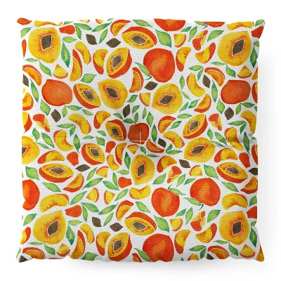 Cat Coquillette Peaches Green Leaves Square Floor Pillow - Deny Desings 3 Cat Coquillette Peaches Green Leaves Square Floor Pillow - Deny Desings