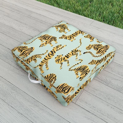 Cat Coquillette Tiger Collection Mint Orange Outdoor Floor Cushion - Deny Designs 3 Cat Coquillette Tiger Collection Mint Orange Outdoor Floor Cushion - Deny Designs