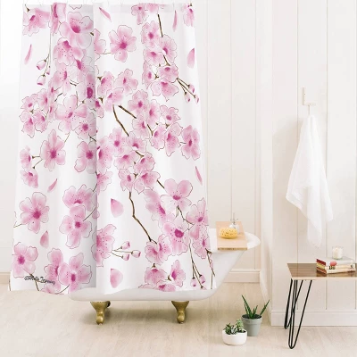 Deny Designs Melly Terpening Cherry Blossom In White Shower Curtain 3 Deny Designs Melly Terpening Cherry Blossom In White Shower Curtain