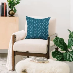 16"x16" Becky Bailey Mud Cloth Big Arrows Square Throw Pillow Teal - Deny Designs