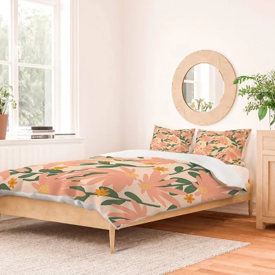 Meadow Of Autumn Wildflowers Lane And Lucia Duvet Cover Set Orange/Green/Beige - Deny Designs 3 Meadow Of Autumn Wildflowers Lane And Lucia Duvet Cover Set Orange/Green/Beige - Deny Designs