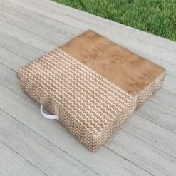 Sheila Wenzel-Ganny Two Toned Tan Texture Outdoor Floor Cushion - Deny Designs