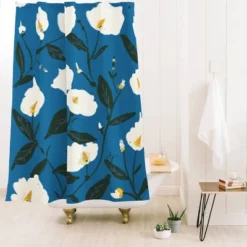 Alison Peace Lilies Shower Curtain Blue - Deny Designs