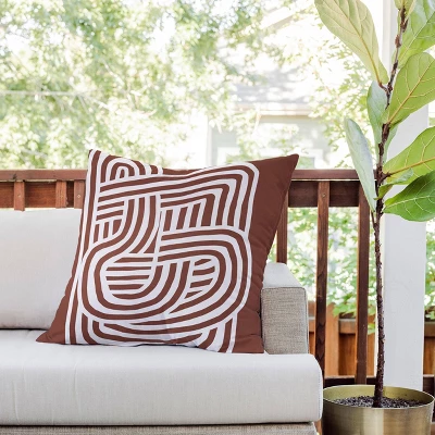 26"x26" Deny Designs Little Dean Line Art Sculpt In Umber Square Outdoor Throw Pillow Orange 4 26"x26" Deny Designs Little Dean Line Art Sculpt In Umber Square Outdoor Throw Pillow Orange - Image 2