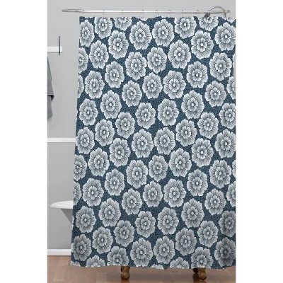 Schatzi Brown Lucy Floral Night Shower Curtain Blue - Deny Designs 3 Schatzi Brown Lucy Floral Night Shower Curtain Blue - Deny Designs