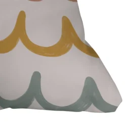 26"x26" Deny Designs Menina Lisboa Cute Waves Square Outdoor Throw Pillow Green