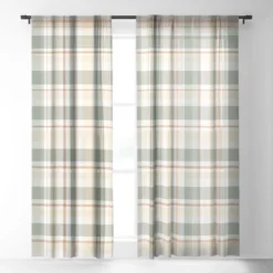 Lisa Argyropoulos Light Cottage Plaid Single Panel Sheer Window Curtain - Deny Designs