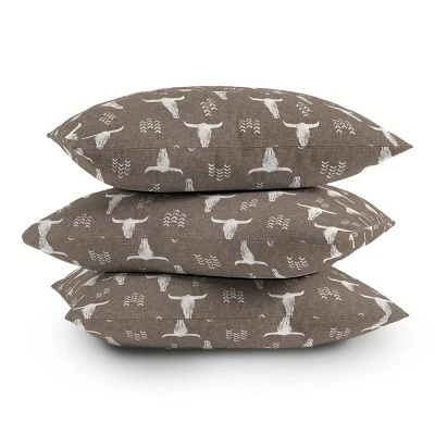 26"x26" Deny Designs Little Arrow Design Co Cow Skull Outdoor Throw Pillow Taupe 5 26"x26" Deny Designs Little Arrow Design Co Cow Skull Outdoor Throw Pillow Taupe - Image 3