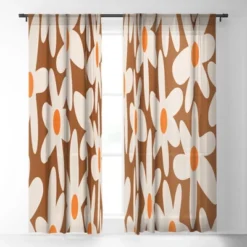 Kierkegaard Design Studio Daisy Time Retro Floral Pattern Single Panel Sheer Window Curtain - Deny Designs