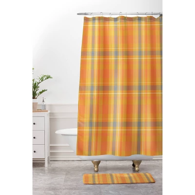 Allyson Johnson Fall Time Plaid Shower Curtain Pumpkin - Deny Designs 3 Allyson Johnson Fall Time Plaid Shower Curtain Pumpkin - Deny Designs