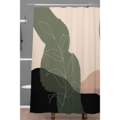 Aleeya Jones Boho Print Shower Curtain Beige/Green - Deny Designs