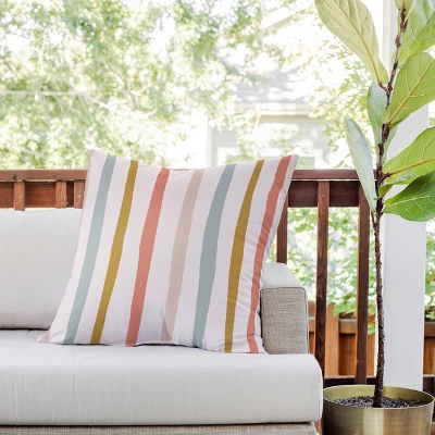 26"x26" Deny Designs Menina Lisboa Summer Colorful Stripes Square Outdoor Throw Pillow Pink 4 26"x26" Deny Designs Menina Lisboa Summer Colorful Stripes Square Outdoor Throw Pillow Pink - Image 2