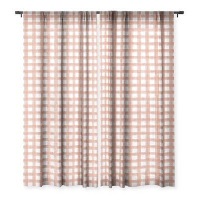 Little Arrow Design Co Watercolor Plaid Terracotta Single Panel Sheer Window Curtain - Deny Designs 4 Little Arrow Design Co Watercolor Plaid Terracotta Single Panel Sheer Window Curtain - Deny Designs - Image 2