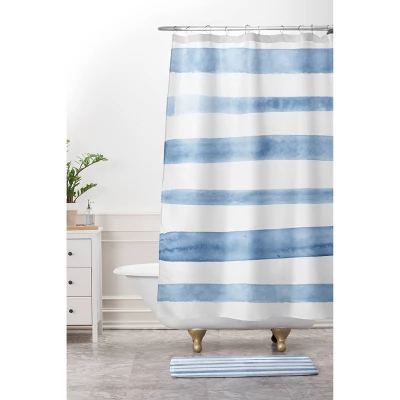 Deny Designs Kelly Haines Watercolor Striped Shower Curtain Blue 4 Deny Designs Kelly Haines Watercolor Striped Shower Curtain Blue - Image 2