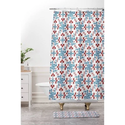 Alison Janssen Peonies Shower Curtain Red/Blue - Deny Designs 4 Alison Janssen Peonies Shower Curtain Red/Blue - Deny Designs - Image 2