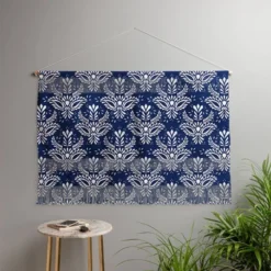 47"x32" Marta Barragan Camarasa Pattern Indigo Wall Hanging Landscape Tapestries Black - Deny Designs