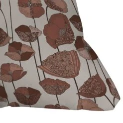 26"x26" Deny Designs Valentina Ramos Poppies Mocha Mousse Square Outdoor Throw Pillow Brown