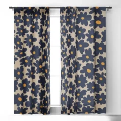 Miho Mini Floral Garden 84" X 50" Single Panel Blackout Window Curtain - Deny Designs