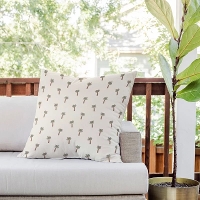 26"x26" Deny Designs Little Arrow Design Co Palm Tree Outdoor Throw Pillow Cream: UV & Mildew Resistant, Abstract Pattern, Square Shape 3 26"x26" Deny Designs Little Arrow Design Co Palm Tree Outdoor Throw Pillow Cream: UV & Mildew Resistant, Abstract Pattern, Square Shape