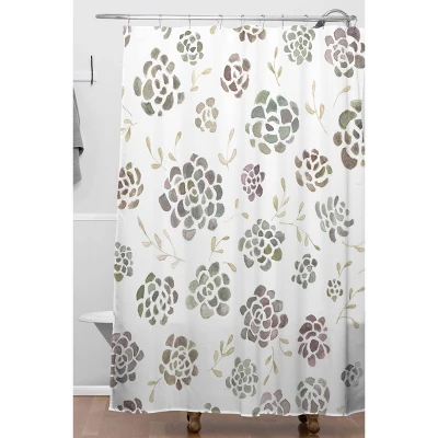 Kelli Murray Succulents Shower Curtain Green/Brown - Deny Designs 3 Kelli Murray Succulents Shower Curtain Green/Brown - Deny Designs