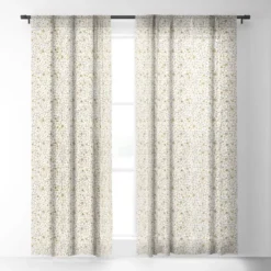 Ninola Design Winter Stars Holiday Gold Single Panel Sheer Window Curtain - Deny Designs