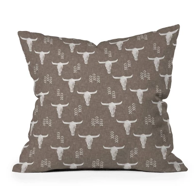 18"x18" Deny Designs Little Arrow Design Co Cow Skull Outdoor Throw Pillow Taupe 6 18"x18" Deny Designs Little Arrow Design Co Cow Skull Outdoor Throw Pillow Taupe - Image 4