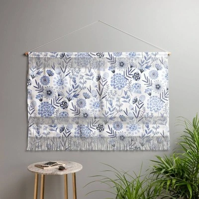 47"x32" 3pc Pimlada Phuapradit Blue And White Floral Wall Hanging Landscape Tapestries Blue - Deny Designs 3 47"x32" 3pc Pimlada Phuapradit Blue And White Floral Wall Hanging Landscape Tapestries Blue - Deny Designs