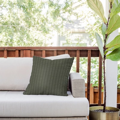 18"x18" Deny Designs Little Arrow Design Co Vert Triple Dash Olive Square Outdoor Throw Pillow Green 4 18"x18" Deny Designs Little Arrow Design Co Vert Triple Dash Olive Square Outdoor Throw Pillow Green - Image 2