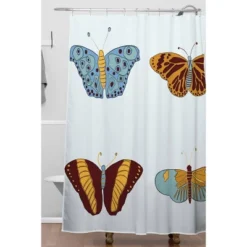 Elisa Bell Fall Butterflies Shower Curtain Blue - Deny Designs