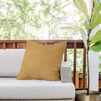 20"x20" Deny Designs Little Arrow Design Co Vert Triple Dash Ochre Square Outdoor Throw Pillow Gold 4 20"x20" Deny Designs Little Arrow Design Co Vert Triple Dash Ochre Square Outdoor Throw Pillow Gold - Image 2