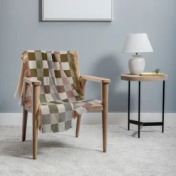 Ninola Design Multicolored Checker Natural Woven Throw Blanket - Deny Designs