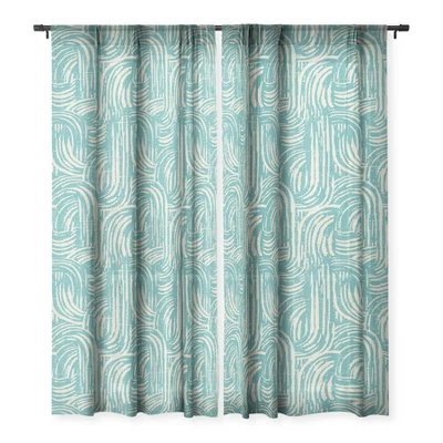 Holli Zollinger Kikka Teal 50" X 64" Single Panel Sheer Window Curtain - Deny Designs 4 Holli Zollinger Kikka Teal 50" X 64" Single Panel Sheer Window Curtain - Deny Designs - Image 2