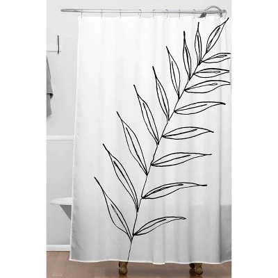 Kris Kivu Botanical Line Art Ink Leaf Shower Curtain White - Deny Designs 3 Kris Kivu Botanical Line Art Ink Leaf Shower Curtain White - Deny Designs