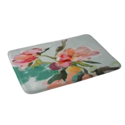 Abstract Floral Memory Foam Bath Mat Pink - Deny Designs
