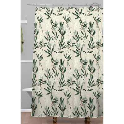 Olive Bloom Shower Curtain Green - Deny Designs 3 Olive Bloom Shower Curtain Green - Deny Designs