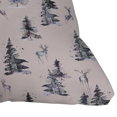 16"x16" Ninola Design Deers And Trees Forest Square Throw Pillow Pink - Deny Designs: Indoor Abstract Decor 3 16"x16" Ninola Design Deers And Trees Forest Square Throw Pillow Pink - Deny Designs: Indoor Abstract Decor