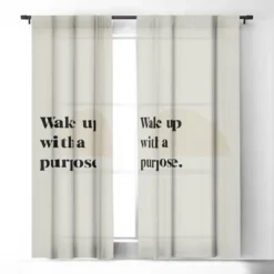 Bohomadic.Studio Wake Up With A Purpose Motivational Quote 50" X 64" Single Panel Room Darkening Window Curtain - Society 6