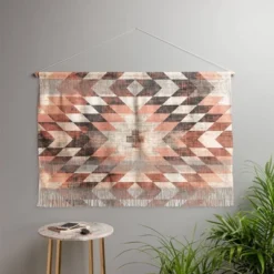 47" X 32" Large Holli Zollinger Native Coral Diamond Fiber Wall Hanging - Deny Designs