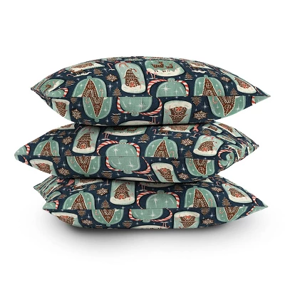 16"x16" Heather Dutton Gingerbread Village Square Throw Pillow Blue - Deny Designs: Christmas Decor, Indoor Use, Zippered 4 16"x16" Heather Dutton Gingerbread Village Square Throw Pillow Blue - Deny Designs: Christmas Decor, Indoor Use, Zippered - Image 2