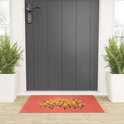 Joy Laforme Pansies In Gold And Coral Welcome Mat - Society6 3 Joy Laforme Pansies In Gold And Coral Welcome Mat - Society6