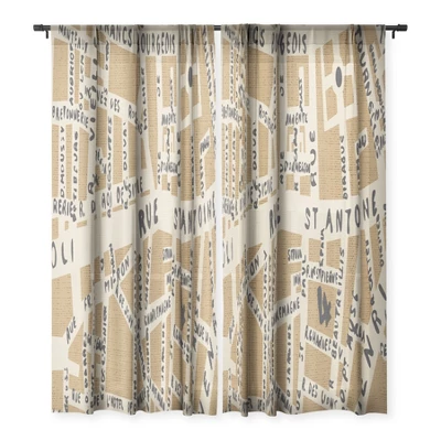 Holli Zollinger PARIS MAP RUSTIC Single Panel Sheer Window Curtain - Deny Designs 4 Holli Zollinger PARIS MAP RUSTIC Single Panel Sheer Window Curtain - Deny Designs - Image 2