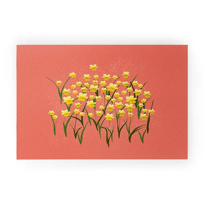 Joy Laforme Pansies In Gold And Coral Welcome Mat - Society6 4 Joy Laforme Pansies In Gold And Coral Welcome Mat - Society6 - Image 2