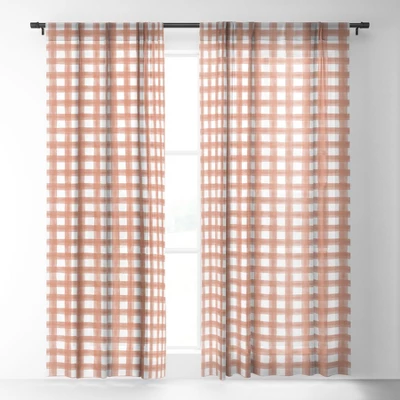 Little Arrow Design Co Watercolor Plaid Terracotta Single Panel Sheer Window Curtain - Deny Designs 3 Little Arrow Design Co Watercolor Plaid Terracotta Single Panel Sheer Window Curtain - Deny Designs