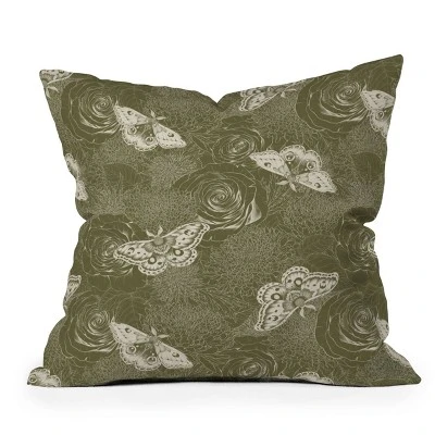 26"x26" Deny Designs Avenie Midnight Blooms Shaded Lichen Square Outdoor Throw Pillow Green 6 26"x26" Deny Designs Avenie Midnight Blooms Shaded Lichen Square Outdoor Throw Pillow Green - Image 4