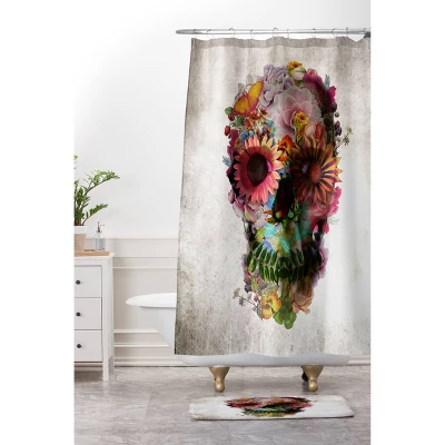 Ali Gulec Gardening Floral Skull Shower Curtain Yellow - Deny Designs 3 Ali Gulec Gardening Floral Skull Shower Curtain Yellow - Deny Designs