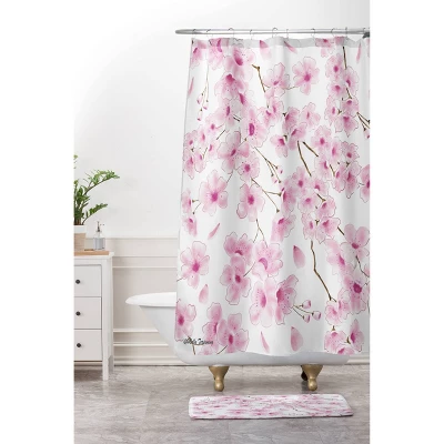 Deny Designs Melly Terpening Cherry Blossom In White Shower Curtain 4 Deny Designs Melly Terpening Cherry Blossom In White Shower Curtain - Image 2