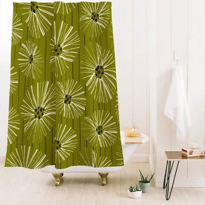 Deny Designs Ayeyokp Retro Daisies Musk Green Shower Curtain 3 Deny Designs Ayeyokp Retro Daisies Musk Green Shower Curtain