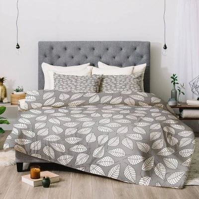 Queen/Full Bianca Green Leafy Comforter Set Gray - Deny Designs 5 Queen/Full Bianca Green Leafy Comforter Set Gray - Deny Designs - Image 3