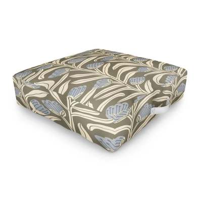 Alisa Galitsyna Bellflower Pattern Cream Olive Outdoor Floor Cushion - Deny Designs 4 Alisa Galitsyna Bellflower Pattern Cream Olive Outdoor Floor Cushion - Deny Designs - Image 2